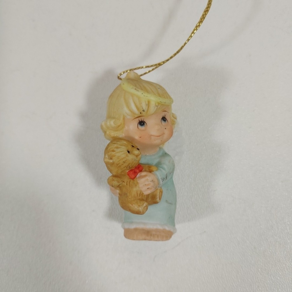 Gorham DBGCI 1984 Porcelain Angel with Teddy Bear Christmas Ornament